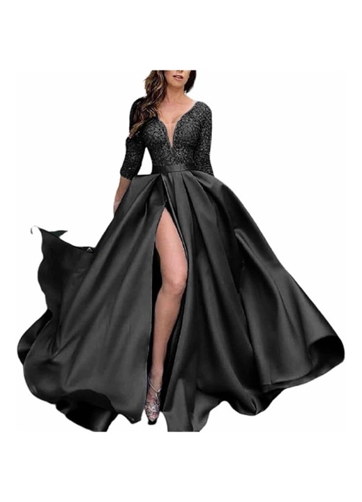 Hosszú ruha, Jormftte, szexi csipke, fekete, estélyi