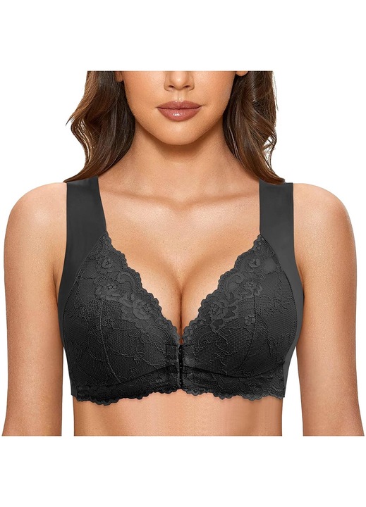 Női melltartó, drót nélküli, fekete, 2XL INTL