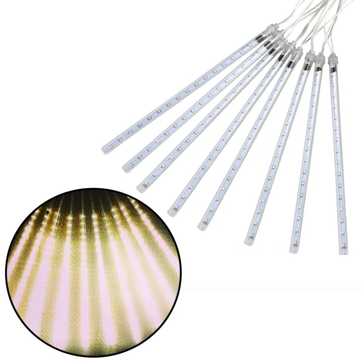 QttvbTna LED füzér, galamb típusú lámpák, meleg fehér, 50 cm, 8 csöves készlet