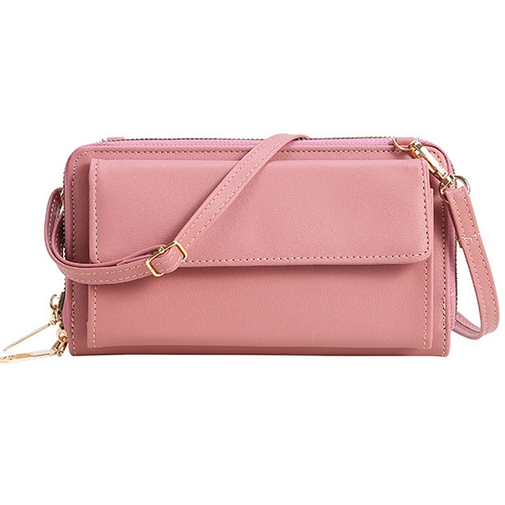 Többfunkciós női táska, rózsaszín, mérete 18x6x12cm