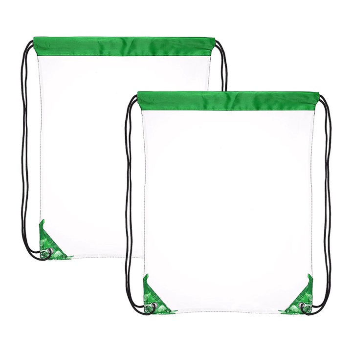 Set 2 Rucsacuri din PVC Transparent, Verde deschis, 17.3x14.2 inch