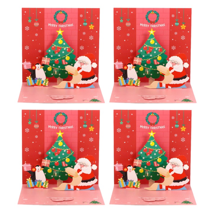 Set Felicitari Craciun 3D, auto-asamblare, modele variate, multicolor