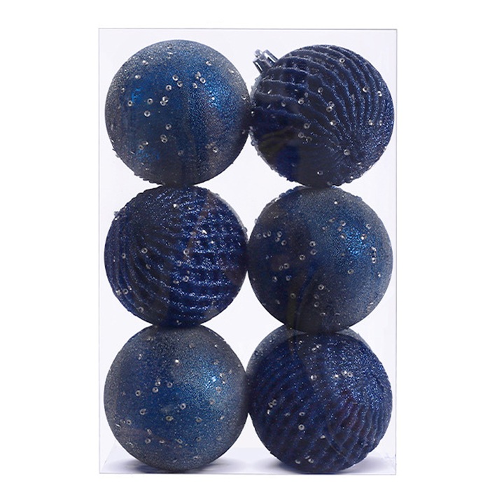 Set 12 globuri de Craciun, spuma cu paiete, multicolor, 8cm