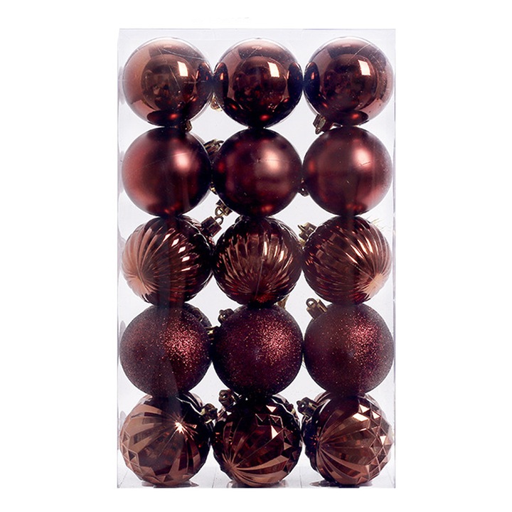 Set 30 Globuri de Craciun, plastic, multicolor, 29x17.5x11.5cm