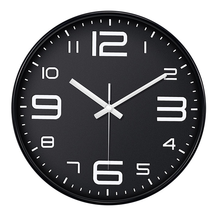 Ceas de perete modern, Zeaicos, 12 inch, silentios, roz auriu, plastic