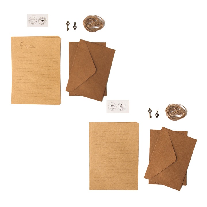 Set de hartie si plicuri vintage, modele clasice, 5 stiluri, dimensiuni potrivite