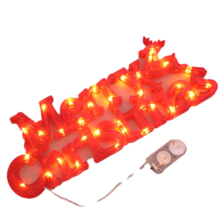 Accesorii pentru brad de Craciun, decoratiuni "Merry Christmas", culori stralucitoare, set