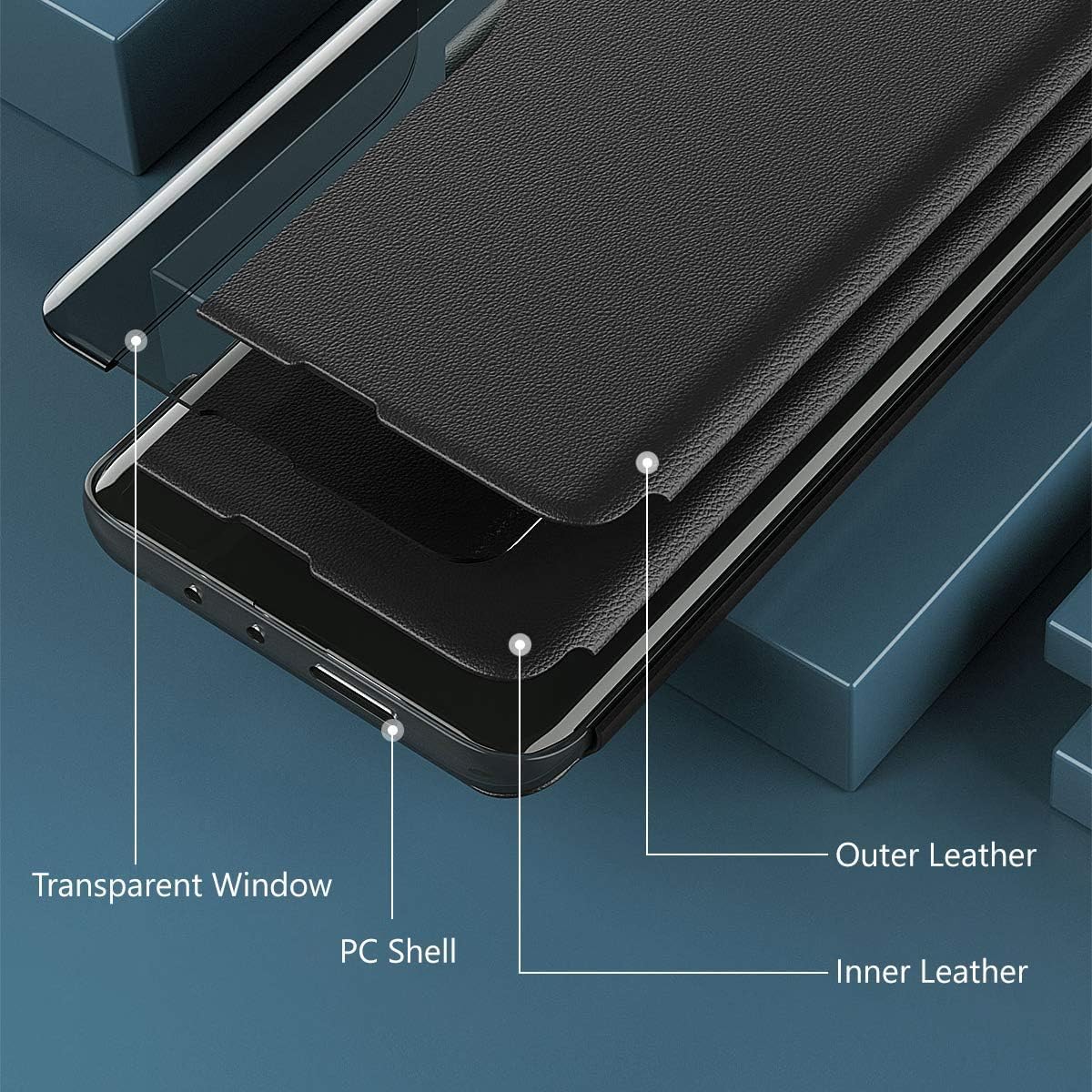 Husa pentru Honor 200 tip carte Smart View negru