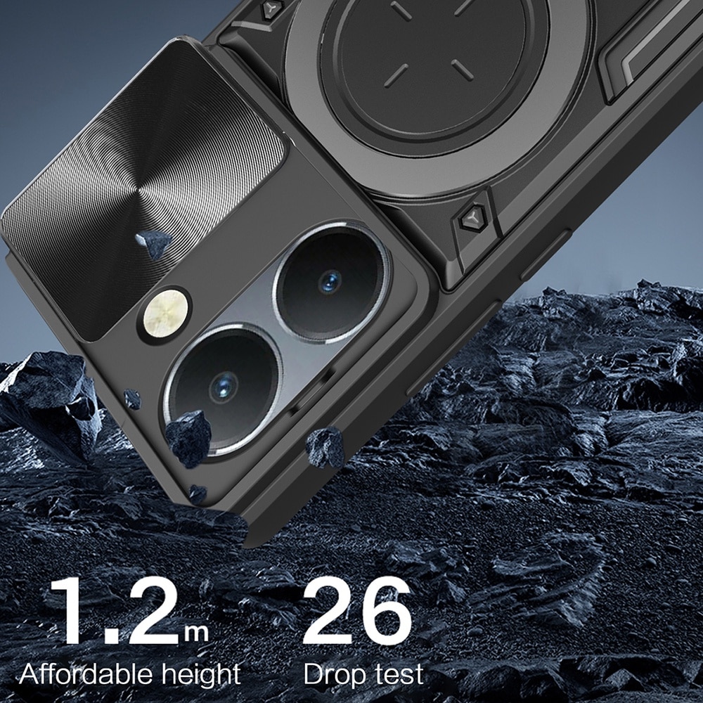 Husa pentru Honor 200 Pro cu protectie pentru camera si suport magnetic integrat Ring Shockproof negru