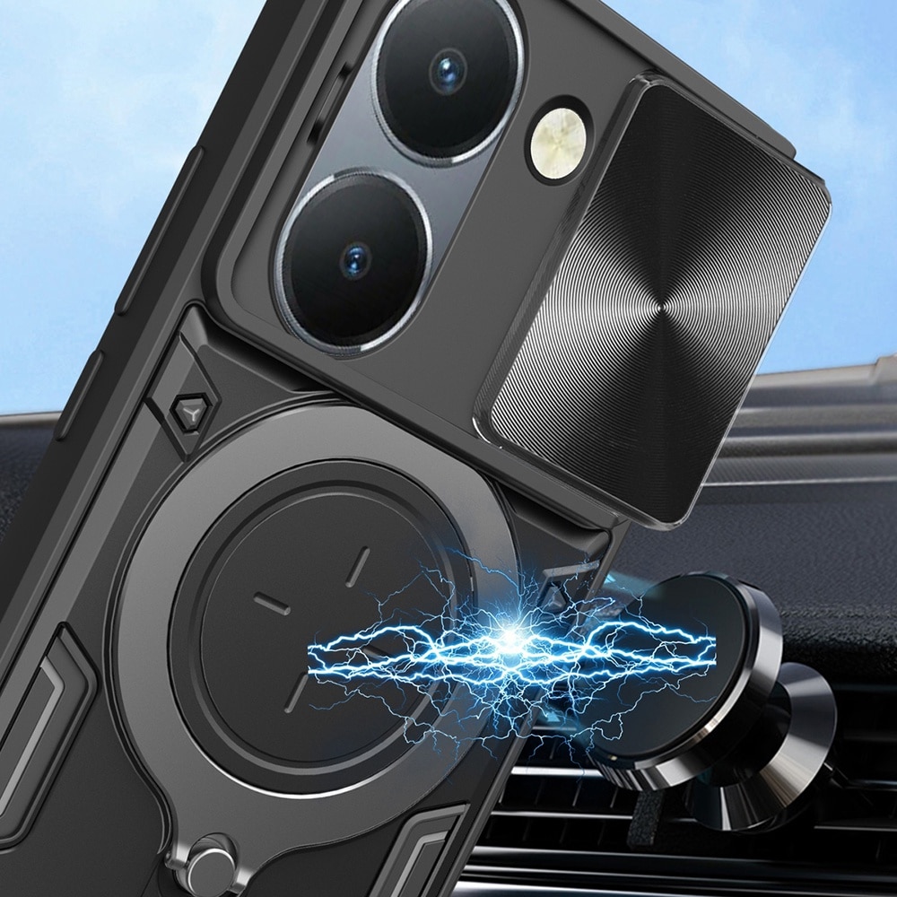 Husa pentru Honor 200 Pro cu protectie pentru camera si suport magnetic integrat Ring Shockproof negru