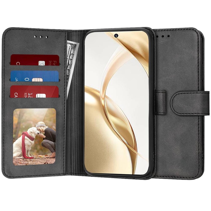 Husa pentru Samsung Galaxy A56 tip carte 360 Kickstand Portofel Multifunctional Protectie Completa Negru denim