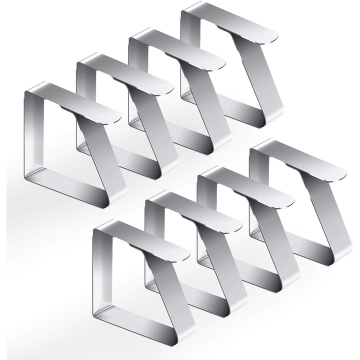 Щипки за покривки от неръждаема стомана, комплект от 8 броя, размер 5x4см, максимален отвор 3.3см