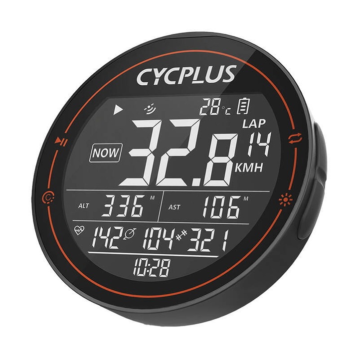 Велокомпютър CYCPLUS M2, екран 2.5", 1100mAh, автономност 35h, IPX6, 66x66x22mm, черен