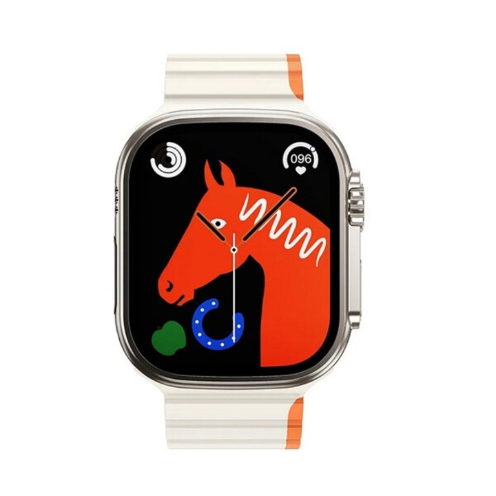 Hoco as102 pótszíj, egyedi méret, kicsi, szilikon, 3d, mágneses, fehér/narancssárga, kompatibilis: Apple Watch Series 10 42mm / Watch Series 8 41mm / Watch Series 9 41mm