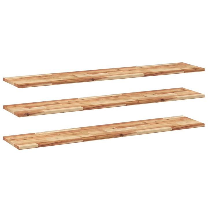 VidaXL 3 db olajbevonatú tömör akácfa függőpolc 120 x 30 x 2 cm 4.5 kg