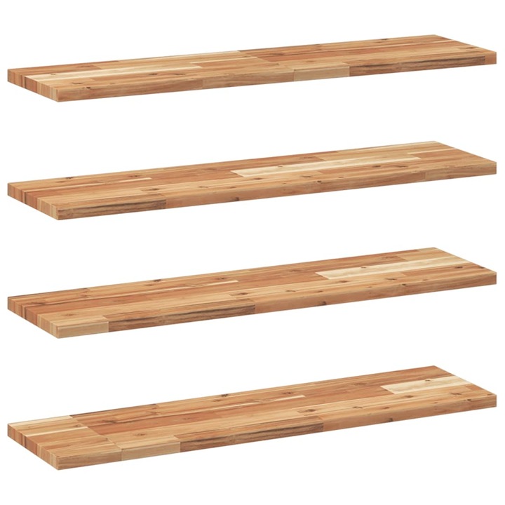 VidaXL 4 db olajbevonatú tömör akácfa függőpolc 100 x 20 x 2 cm 2.4 kg