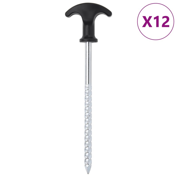 Tarusi de cort vidaXL, 12 buc., 17 cm, Ø7 mm, otel galvanizat