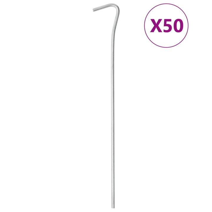 Set 50 cuie cort VidaXL, 23x0.4cm, otel galvanizat