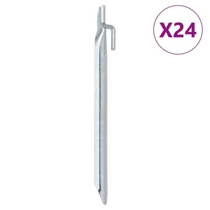 Tarusi de cort 24 buc. vidaXL, forma V, 24 cm, Ø20 mm, otel galvanizat