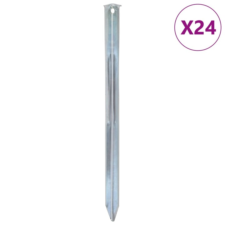 Tarusi de cort 24 buc., 30 cm, vidaXL, Ø20 mm, otel galvanizat