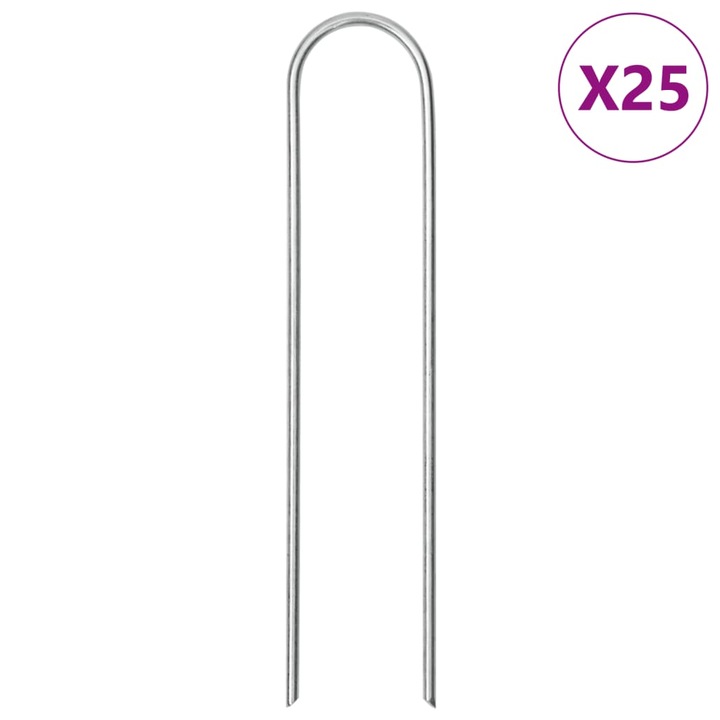 Tarusi de pamant in forma de U 25 buc. 15x3 vidaXL, 5cm otel galvanizat