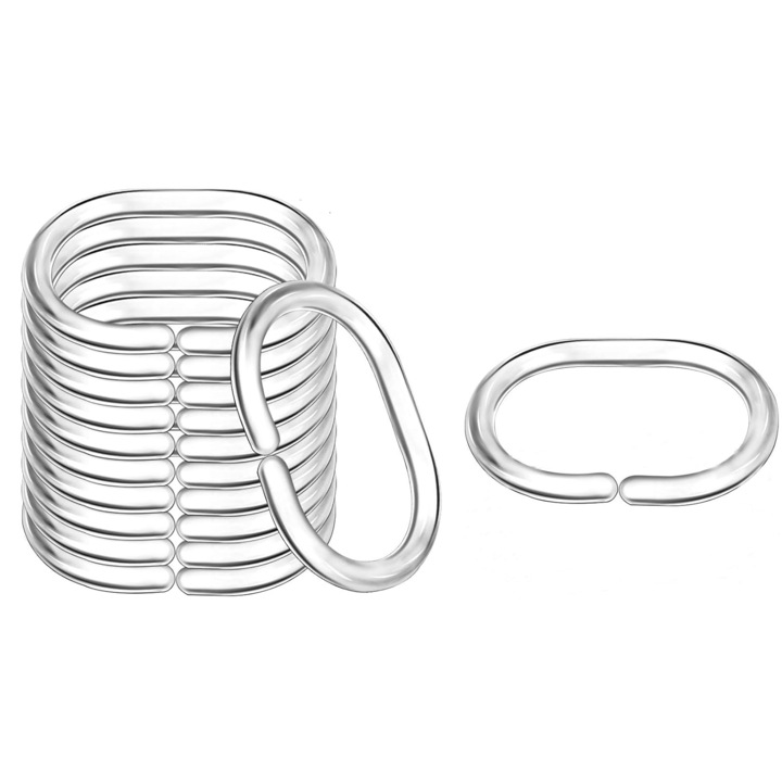 Set inele pentru perdea de dus QHYKKYJ, design C-shaped, plastic transparent, 12 buc.