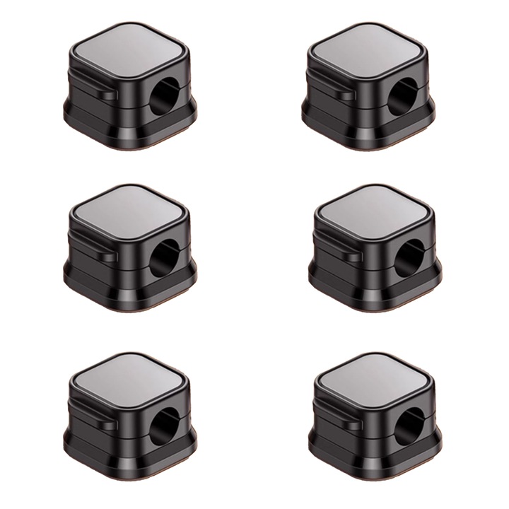 Set de 6 clipsuri magnetice pentru cabluri QHYKKYJ, adeziv puternic, organizare eficienta, negru