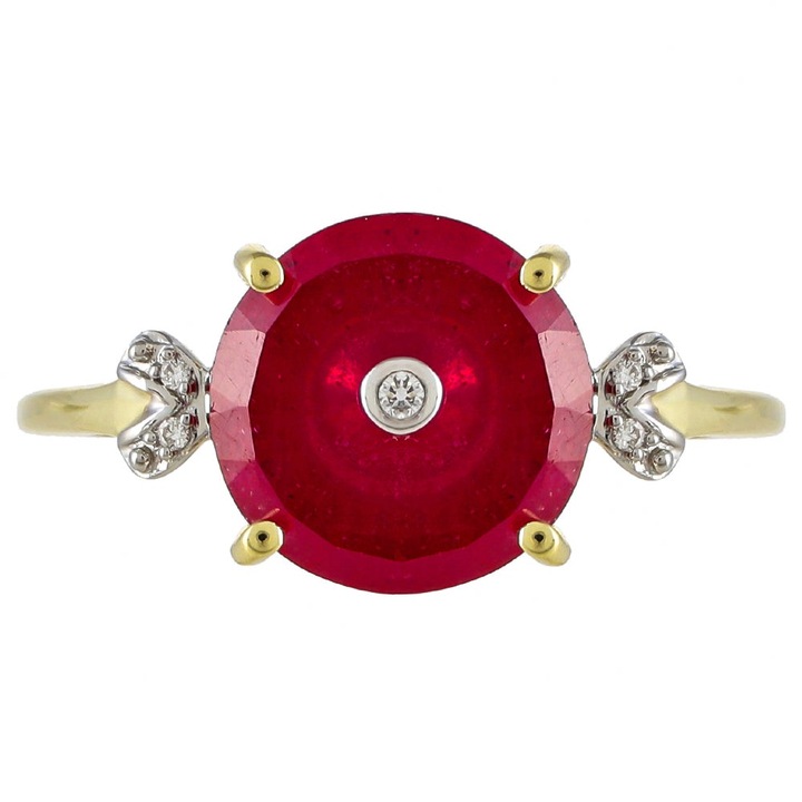 Arany Gyűrű Thai Rubinnal és Fehér Gyémánttal