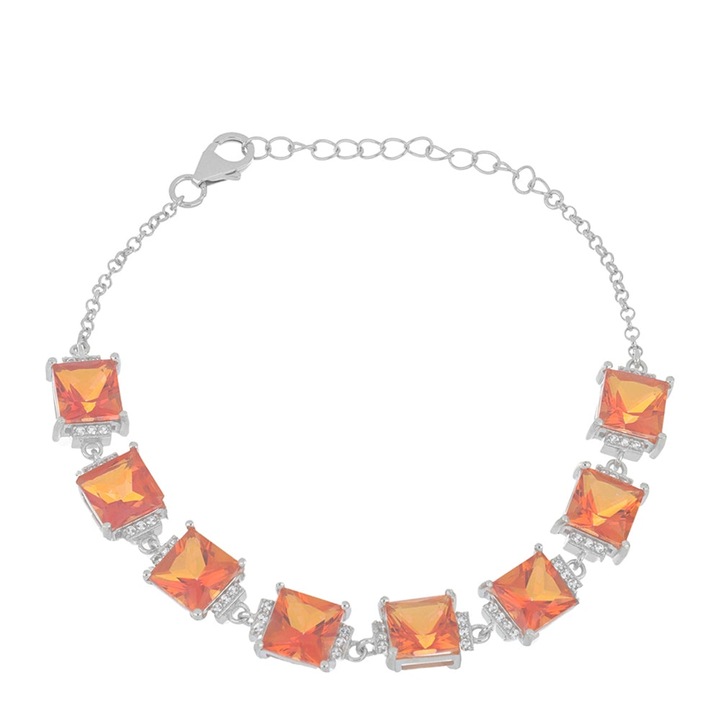 Ezüst Karkötő Padparadschai Kvarccal és Fehér Topázzal