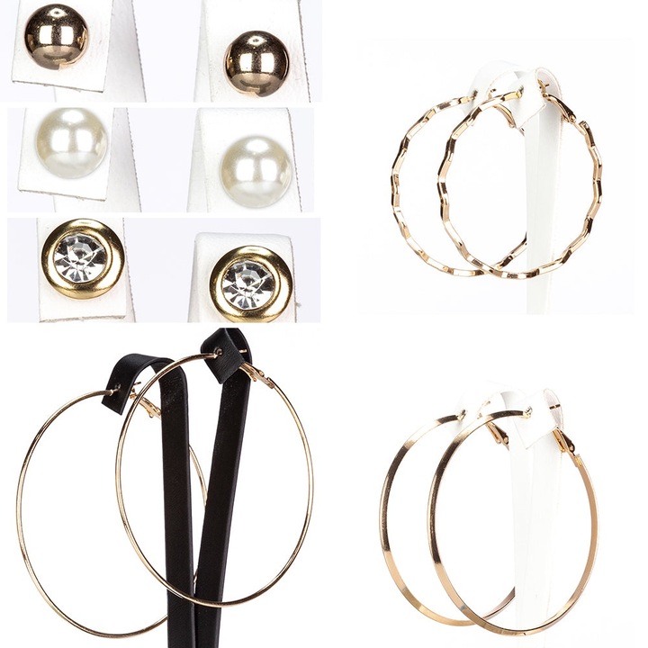 Arany Bevonatú Szett Üveggyönggyel és Fehér Emporia® Kristállyal ( Fülbevaló )