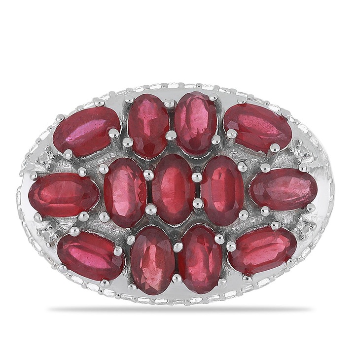 Ezüst Gyűrű Madagaszkári Rubinnal és Fehér Topázzal