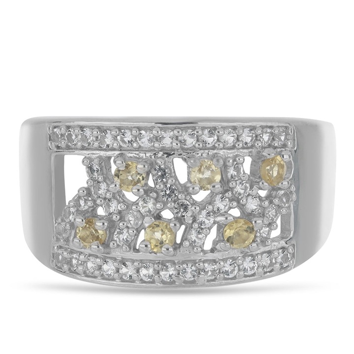 Ezüst Gyűrű Ural Citrinnel és Fehér Topázzal