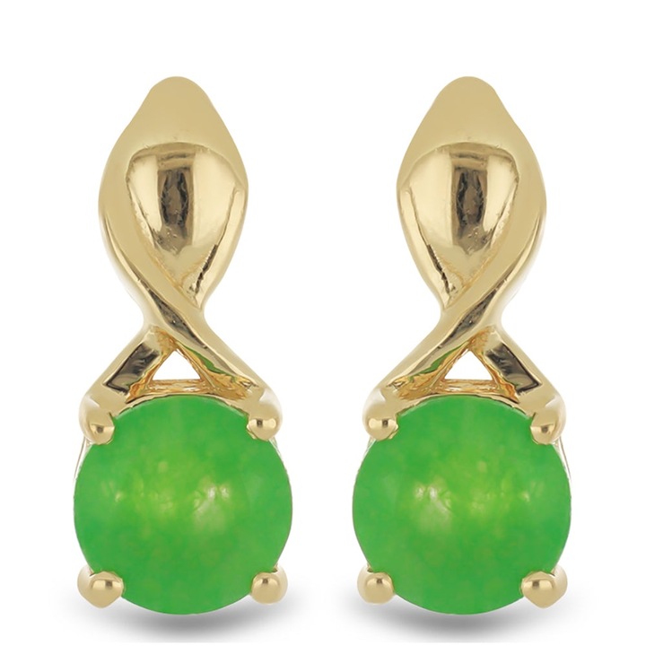 Arannyal Bevont Ezüst Fülbevaló Zöld Jadeittel