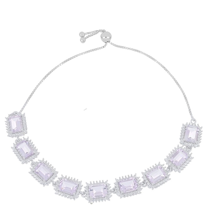 Ezüst Karkötő Rose De France Ametiszttel és Fehér Topázzal