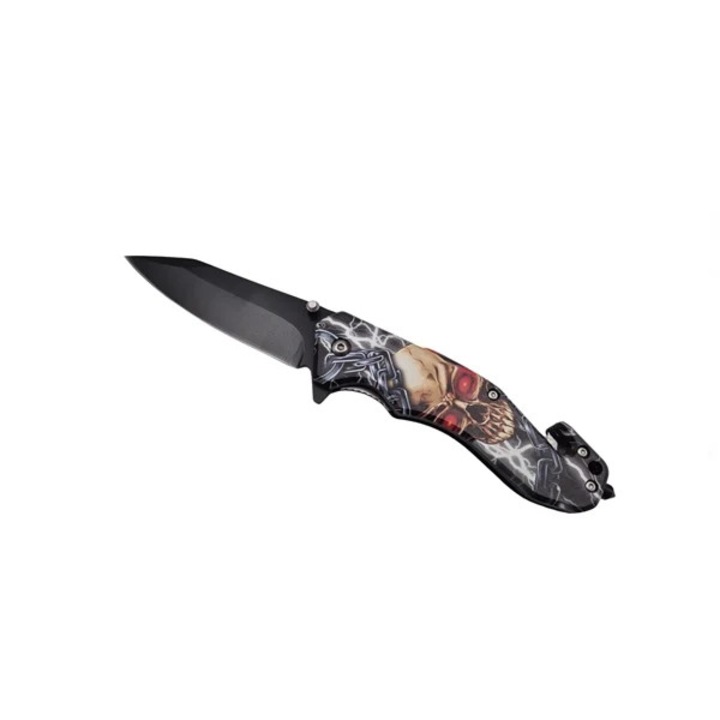 Briceag semi-automat, DEPOX®, Skull Head, dispozitiv spart geam, 20 cm