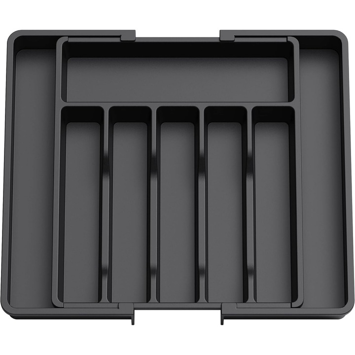 Suport tacamuri extensibil, Lifewit, dimensiuni ajustabile 33x57cm, 8 compartimente, plastic, negru