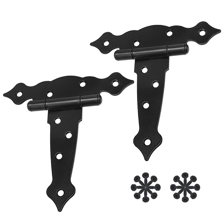 2 zsanérkészlet, Zggzerg, 5 hüvelykes, 16 csavarral, Összecsukható kivitel, Nem könnyen rozsdásodik, Korrózióálló, Erős és tartós, Dekoratív ajtókhoz, szekrényekhez, ablakokhoz és kapukhoz, Vas, 130 x 160 x 40 mm, Fekete