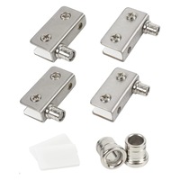 Set 4 Balamale Usi Din Sticla, Zggzerg, Pentru sticla de 5-8 mm, Cu suruburi, tampon anti-alunecare, Anti rugina, Rezistent la uzura, Usor de instalat, Potrivit pentru usile dulapurilor, Otel inoxidabil, 41 x 19 x 10mm, Argintiu