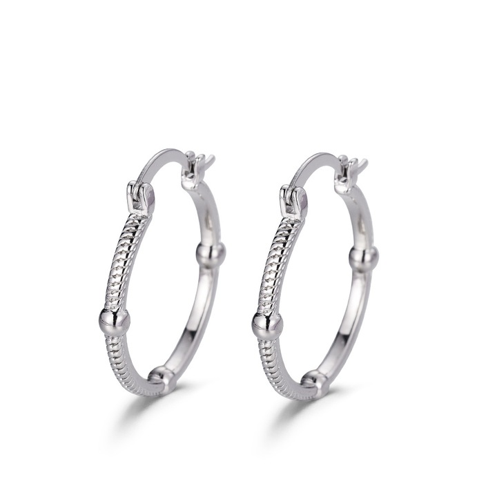 925-ös fülbevaló, gyémánt forma, szerpentin mintás, ezüst