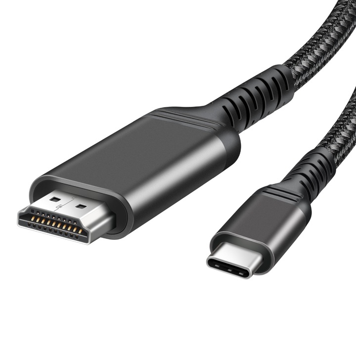 Видео кабел, USB-C/HDMI, 4K, 2 м, сив