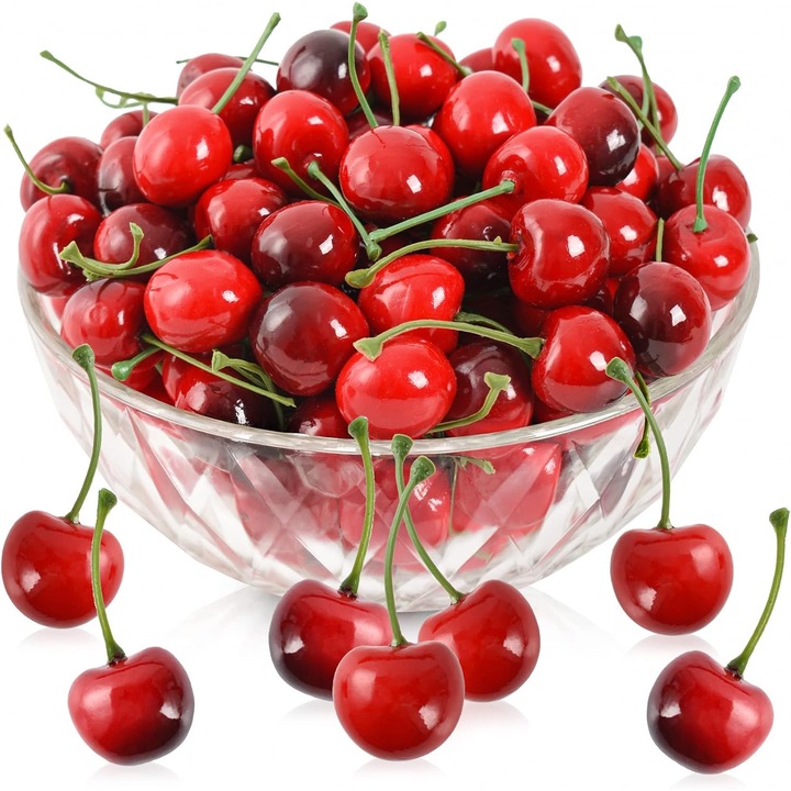 Комплект 30 изкуствени череши JENUOS, вътрешна/външна декорация, червени, 2.36см