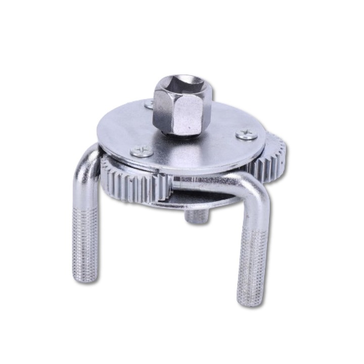 Cheie filtru ulei cu 3 brate, SINBINTA, Durabilitate, Design cu trei gheare cu picior rotund, Blocare automata in doua sensuri, Pentru Autoturisme, Camioane, Tractor, Otel, 6.7 x 5.8cm, Argintiu