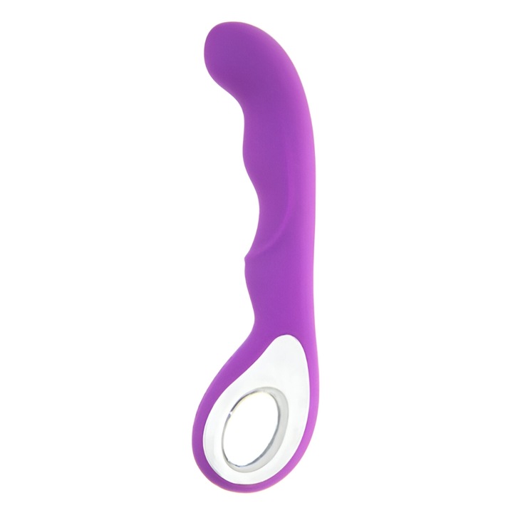 Vibrator pentru punctul G, VibraJoy Pro 360 Passion Pulse, din silicon medical, reincarcabil prin USB, pentru simularea clitorisului, 10 moduri de vibratie, impermeabil, magenta inchis, 20,5x3 cm