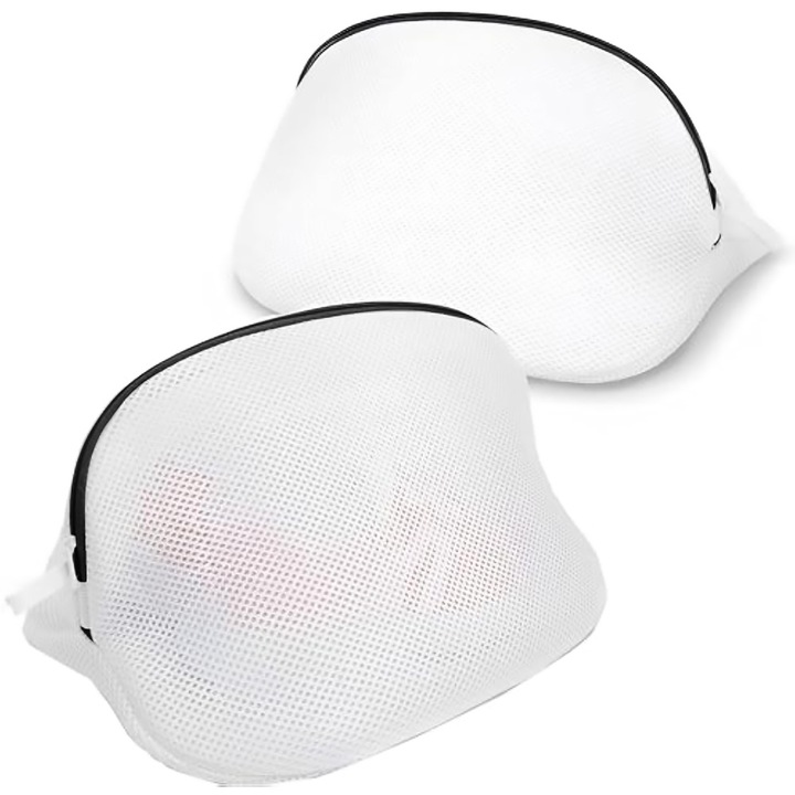 Set 2 buc saculet pentru spalat incaltamintea, Redkid®, 24 x 42 x 24cm, Ingrosat pentru a preveni deformarile, cu fermoar, Alb