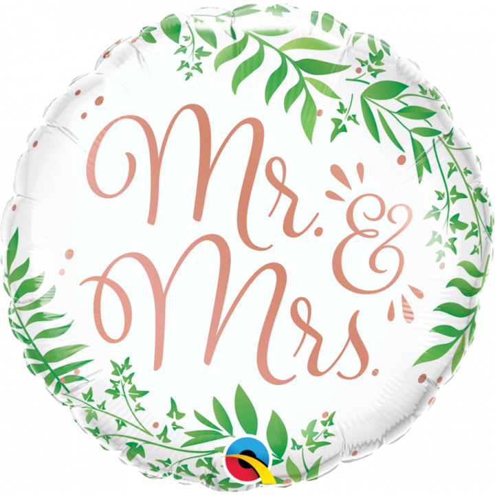 Fólia lufi 45 cm Mr. & Mrs. Elegant Greenery, Q10402
