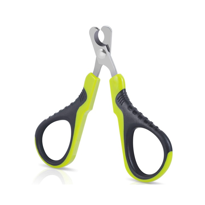 Cleste unghii pentru animale, design ergonomic, lama curbata, verde, S