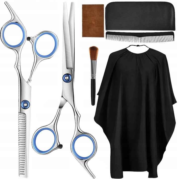 Set tuns si vopsit, JTI, 7 piese, multicolor, foarfece 6'', mantel 140x90cm