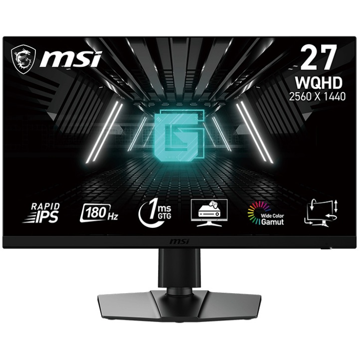 Monitor Gaming LED, MSI G272QPF E2 IPS, 27,0" WQHD, 180 Hz, Display Port & 2 HDMI, 1 ms, Pivot, Keret nélküli kialakítás, Night Vision