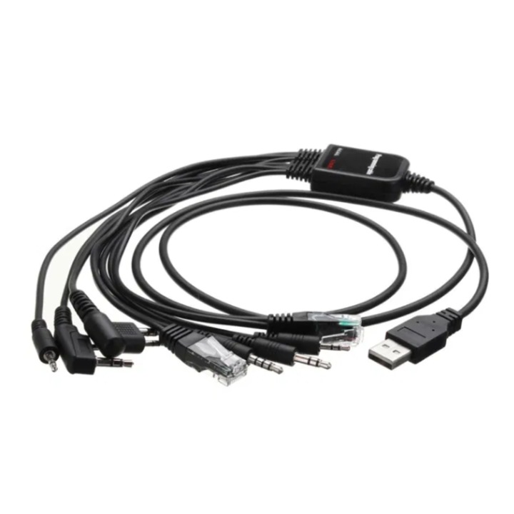 Кабел за програмиране, 8 в 1, USB, Черен
