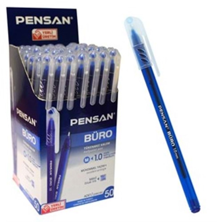 Комплект химикал PENSAN BURO, 1мм, Син, 50 броя